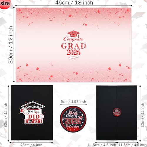 Image of Graduation Decorations 2026 Red Black Graduation Guest Book to Sign Class Of 2026 Signature Guestbook Alternative Party Gifts Keepsake Congrats Grad Invitations Memory Card Board College High School