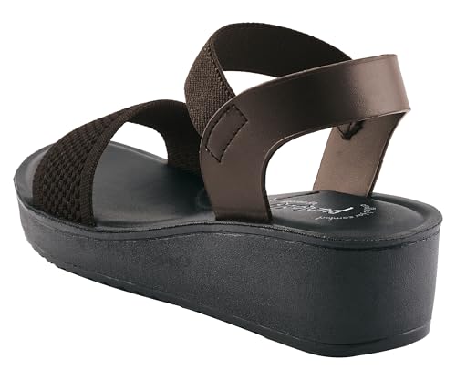 Image of puntoblu Cushion Comfort Platform Heel Sandals for Women | Comfortable Padded Footbed | Breathable Mesh | Slingback Closure | Anti-Skid & Durable Mid Heel Sandal for Girls