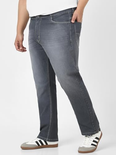 Image of Urbano Plus Men's Straight Fit Mid Rise Washed Jeans Stretchable