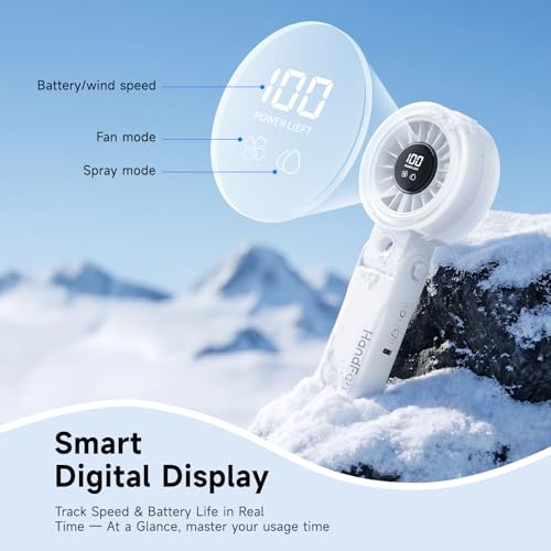 Image of HandFan 4000mAh Handheld Turbo Misting Fan, 100 levels Adjustable High Speed Mister Fan, Portable Spray Water Mist Fans, Foldable Mini Hand Fans for Summer Beach Travel Concerts Disney(White)