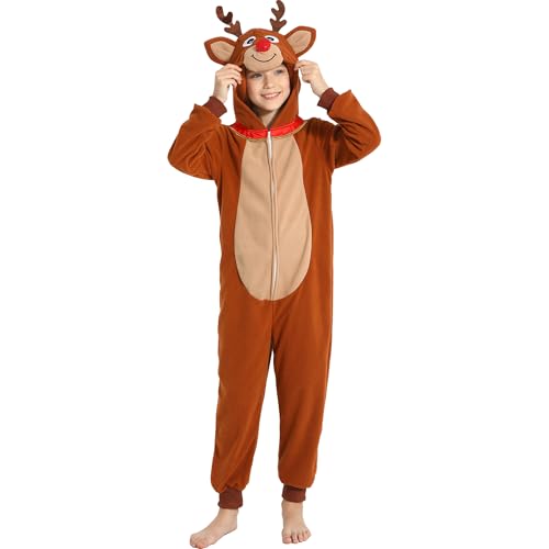 Leadtex Kids Reindeer Christmas Costume Kids Reindeer Onesie 8-10 Years