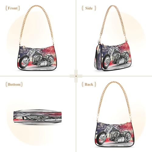 Image of Shoulder Bags for Women American US Flag Independence Day Patriotic Hobo Tote Handbag Small Clutch Purse with Zipper Closure