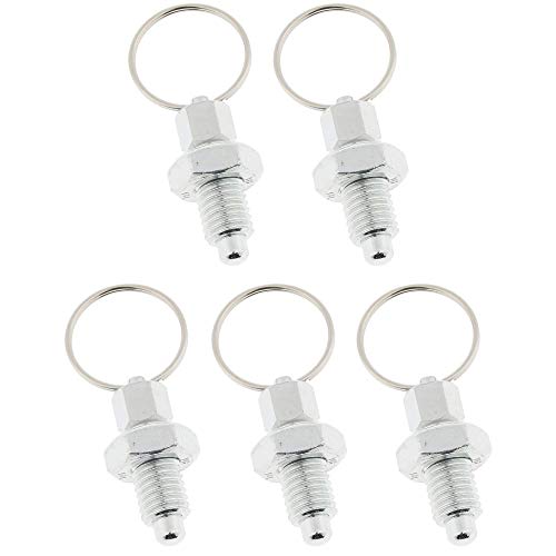 POFET 5 Stück rostfreier Indexkolben aus rostfreiem Stahl mit Zugring M8,Federkolben mit Zugring, M8 Schnellspannstift mit Fallnocken und Feder