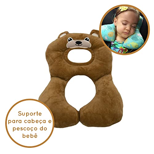 Protetor Pescoço Travesseiro Anatomico Urso Bege