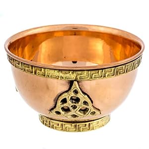 Copper Offering Bowl – Copper Bowl Altar for Ritual Use, Incense Holder, Smudge Kit, Home Decor (Triquetra)