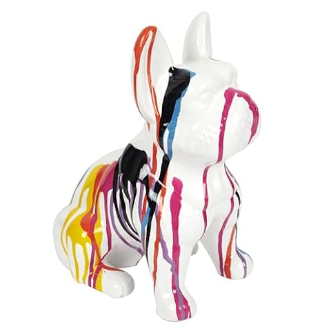 HOME DECO FACTORY Buldog rzeźba ceramiczne szwy 30 cm, wielokolorowe