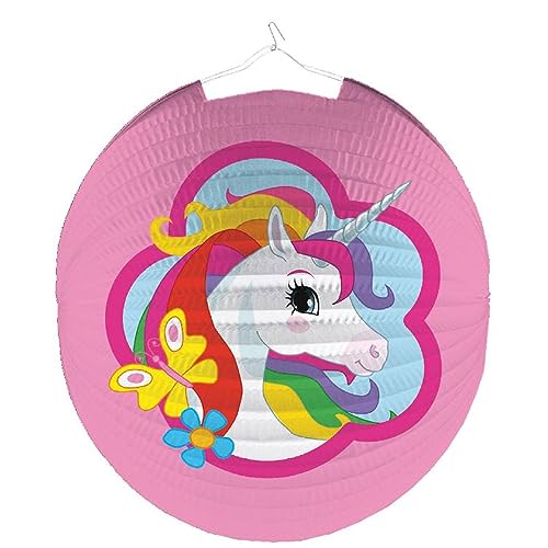Amscan Runde Laterne Einhorn für Kindergeburtstag Party Deko Einhornlaterne Unicorn