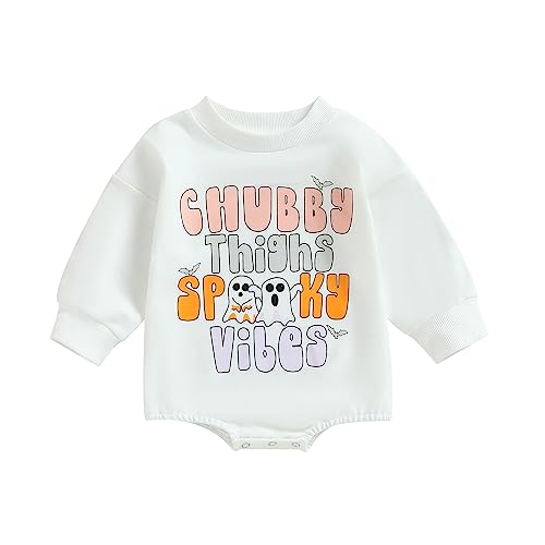 Halloween Baby Girl Clothes Ghost/Witch Hat Embroidered Crewneck Long Sleeve Bodysuit Infant Fall Winter Outfits