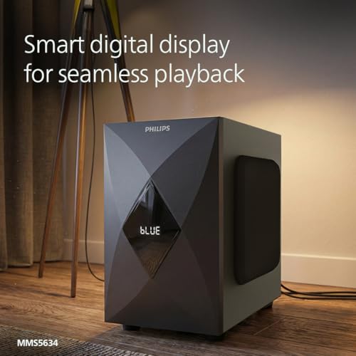 Image of Philips MMS5634 /94 5.1 Bluetooth Speaker System for Home, 100W Multimedia Speakers with Powerful woofer, Wireless Audio Streaming, Surround Sound Speakers for TV, Laptop with Remote Control (Black)
