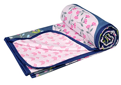 Image of BSB HOME Pure Cotton 120 GSM Reversible Soft Light Weight Printed Single Bed Blanket /AC Dohar /Summer /Skin Friendly Dohar-220 x 152 cm- Pink