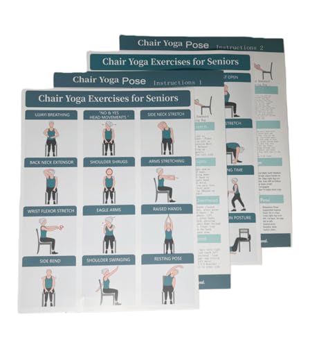 ZAKVOP Chair Yoga Exercises Poster Set of 4 for Seniors,