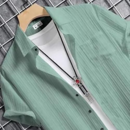 Image of Vikita Enterprise Kid Boy's Cotton Solid Shirt with Spread Collar Neck Half Sleeves Button Closure Curved Hem Length | Shirt For Kids Boys