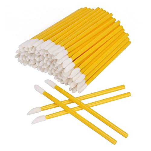 FGDIUCVN 300 個使い捨てリップブラシメイクアップブラシリップグロスアプリケーター口紅ワンドツールキットリップグロスアプリケーター lingli(Color:黄色)