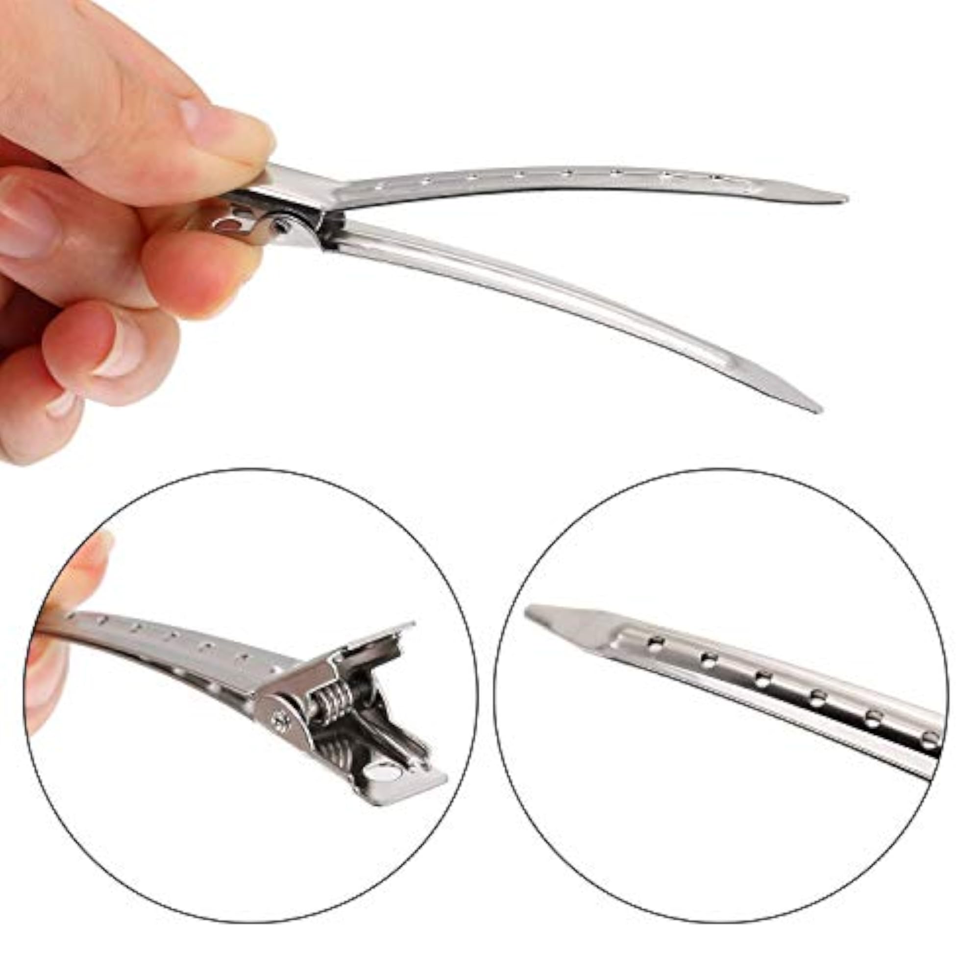 12 Pcs Stainless Steel Duck Teeth Hair Section Pins