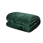 Brentfords Flannel Fleece Blanket for Bed, Super Soft Cosy Warm Throw Blanket Green Throws for Sofa Bed Lightweight Fluffy Single Throw Over Settee, 120 x 150cm