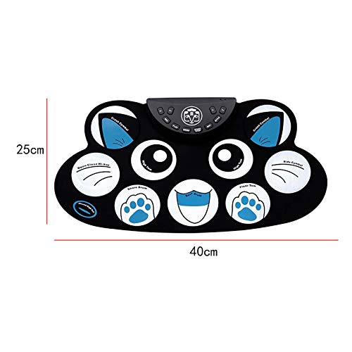 Elektronisch Drumstel Elektronische drumset, roll-up drum cartoon kat speelgoed leren draagbare pedaal pad voor Kinderen… - Image 3