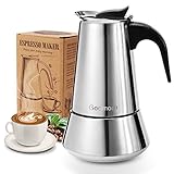 Godmorn Espresso Maker, Stovetop Espresso Maker, Coffee Maker, Moka Pot: Classic Cafe Maker - 430 stainless steel for 6 cups (300 ml), suitable for induction cookers (espresso cooker) - Cone Base