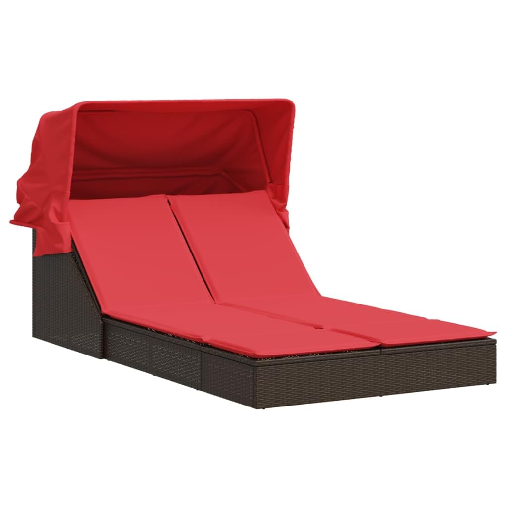 Chaise longue double avec auvent pour éviter les coups de soleil sur le canapé de jardin