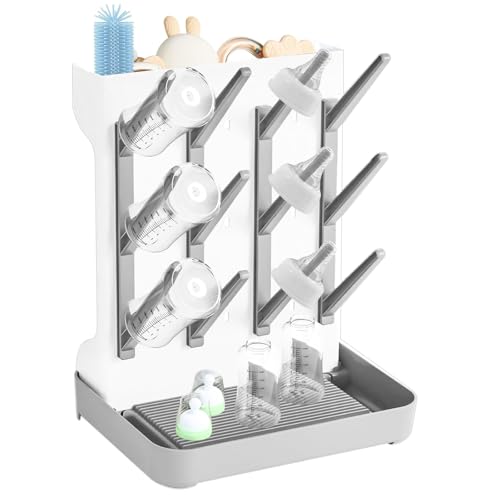 Parsuko Baby Bottle Drying Rack for Newborn Feeding Essentials Grey Large