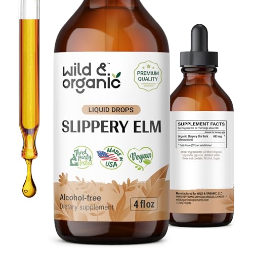 Slippery Elm Liquid Drops - Organic Slippery Elm Bark Tincture - Vegan, Alcohol Free - 4 fl oz