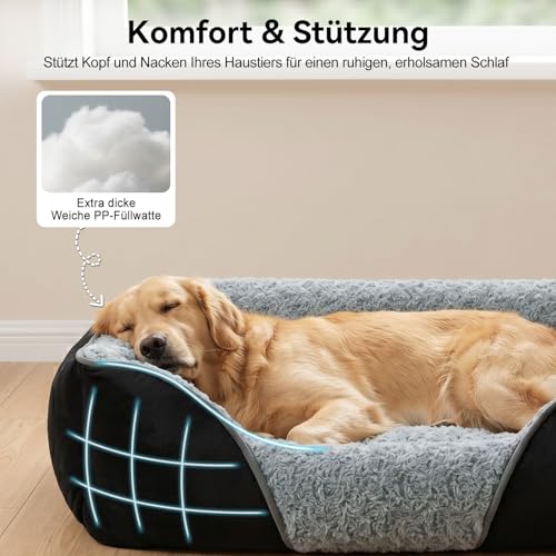 JOEJOY Hundebett XXL für Grosse Hunde, Hundekorb Waschbar Flauschig, Anti- Angst Hundebetten Weich Bequem, Hundekörbchen für Grosse Hunde und Katzen, 106x80x23cm-2