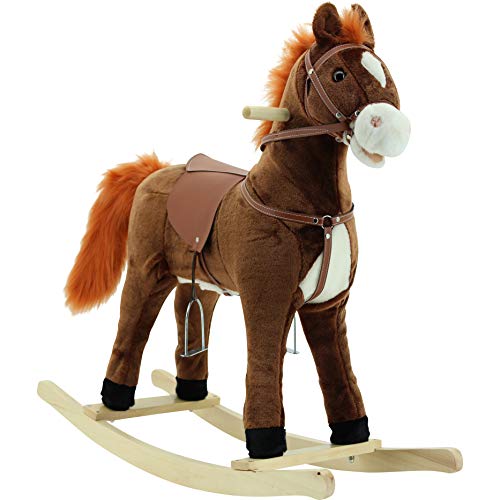 Sweety-Toys 10738 Schaukelpferd braun mit rot-brauner Mähne und Schweif