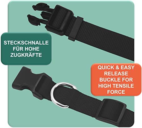 DEY - Premium Hundehalsband Nylon | Verstellbar | für Kleine u. Große Hunde | viele Farben u. Größen | Hund Katze Welpe | Hunde-Halsbänder | Katzen-Halsband | Welpen-Halsband | Schwarz, XS