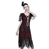 JICAGOM Flapper Dresses 1920s Gatsby Roaring 20s Great 1920 Dress for Women Red and Black