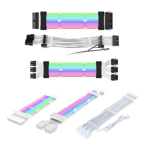 Cable de extensión ARGB de 24 pines para GPU con conector 5V3P y adaptador PCI-E de 8 pines 3