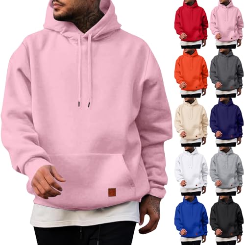 Mens Hoodie Cotton Classic Fall Winter Clothes Basic Fit Long Sleeve Pockets Workout Oversized Big and Tall Hoodies