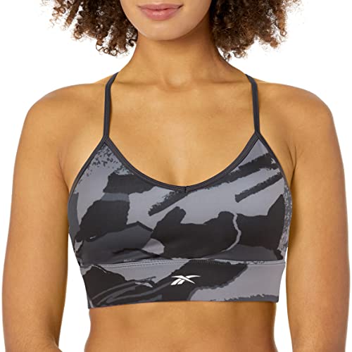 Image of Reebok Women's Satin 91% PES /9% El-Interlock-Hydrophilic Finish /Print-Digital Sublimation-Disperse Classic Workout Sports Bra