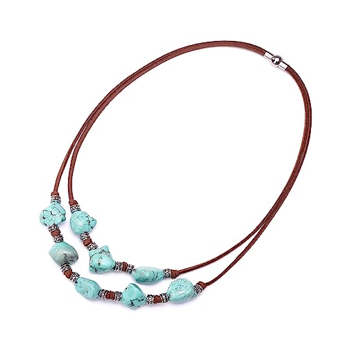 Collier ras du cou turquoise et daim Yunhan Pearls pour sublimer vos tenues d'été