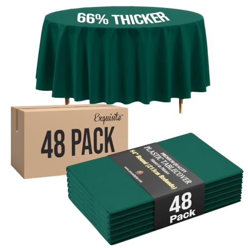 Image of Exquisite Dark Green Round Tablecloth 84 inch - 48 Pack