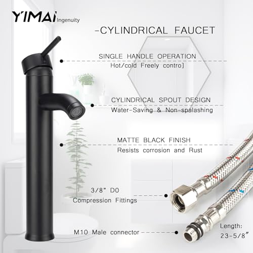 YIMAI Ingenuity Design Vessel Sink Bathroom Sink above counter Small Vessel Sink Bathroom Sink Bowl Countertop Modern Sinks with faucet and drain combo 16.5" Round Blue New by YIMAI Ingenuity - Image 5