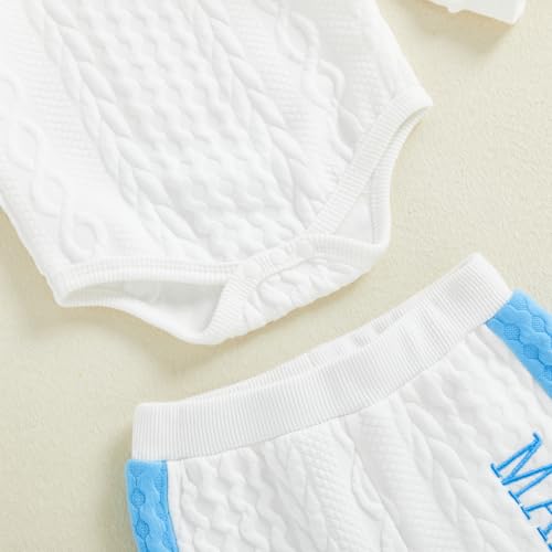Image of Babieshouse Newborn Baby Boy Clothes Mamas Boy Bear Embroidery Long Sleeve Romper Pants Set Fall Winter Outfits 3-18 Months