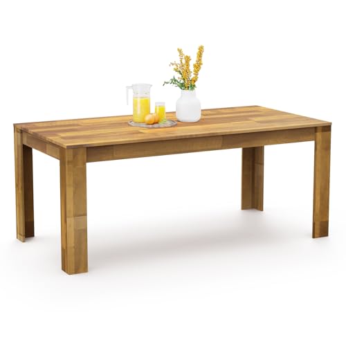 STHOUYN 71" 6ft Kitchen Dining Room Table for 6 8, Large Farmhouse Dinner Table, Wood Rectangular Long Tables for Big Family, Waterproof & Scratch Resistant (Brown)