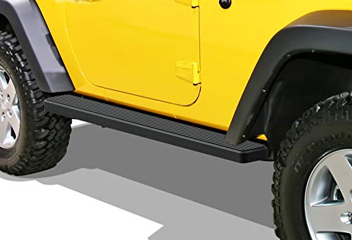 APS (Black Powder Coated 5in Running Boards Nerf Bars Side Steps Compatible with Jeep Wrangler JK 2007-2018 2-Door (Factory Sidesteps or Rock Rails Have to Be Removed)