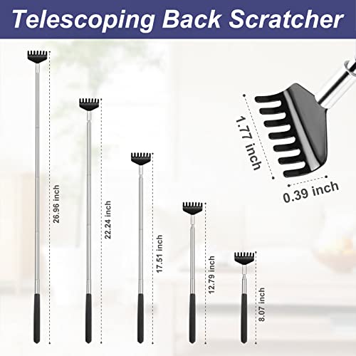 Upgrade Telescoping Back Scratcher, Metal Backscratchers For Men Women Adults Dad Kid,Extendable Back Massager Scratchers, Retractable Back Itch Relief Tool, Funny Stocking Stuffer Gift (Black+2Pack) #TOP2