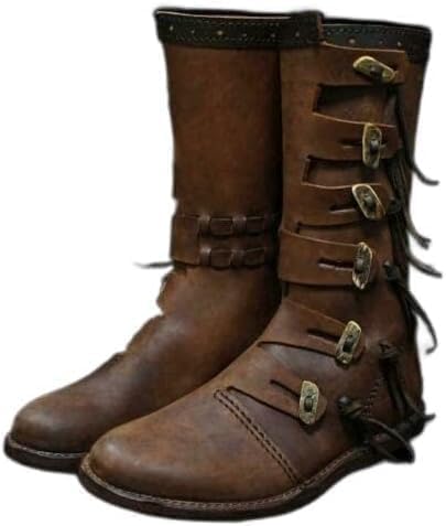AMERICAN ARMOR Medieval Leather genuine Leather Boots Renaissance Footwear Viking Shoes medieval boot wood buckle boot