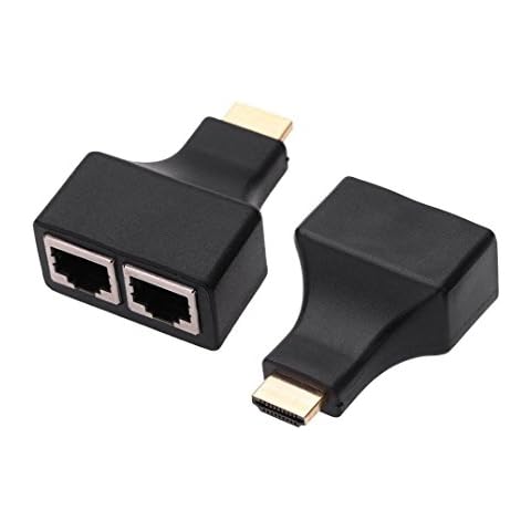 Wpeng HDMI to RJ45 Network Adapter, Qaoquda 1080P HDMI Male to Dual RJ45 Female Network CAT5e CAT6 Converter Extender Splitter Repeater for HDTV HDPC PS3 STB(2-Pack) Cover