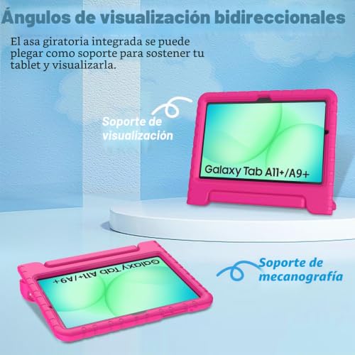 Funda infantil para Samsung Galaxy Tab A11+ y A9+ Plus de 11 pulgadas antishock con protector 4