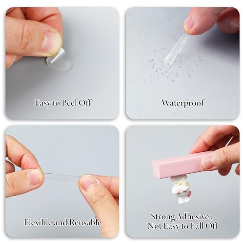 Dimeho 480 Pcs Adhesive Stick Dots Double Sided Mounting Putty for Walls Removable Gel Sticky Dot Stickers Clear Sticky Tack for Wall Pictures Hanging No Trace Sticky Putty for Festival Decorations - Thumbnail 3