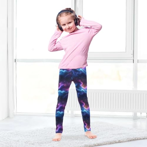 Boccsty Galaxy Stars Blue Purple Girls Leggings Kids Yoga Pants Dance Active Tights 4T4