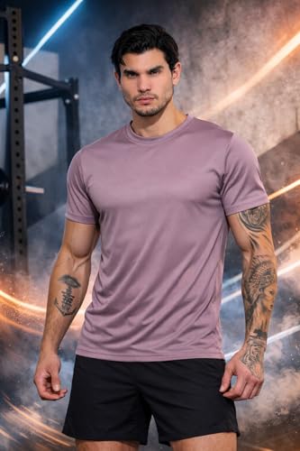 Image of Kvetoo Mens Dry Fit Gym T Shirt Quick Dry Sweat Proof Breathable Workout Tee Muscle Fit Athletic Sports T Shirt for Gym Running Training