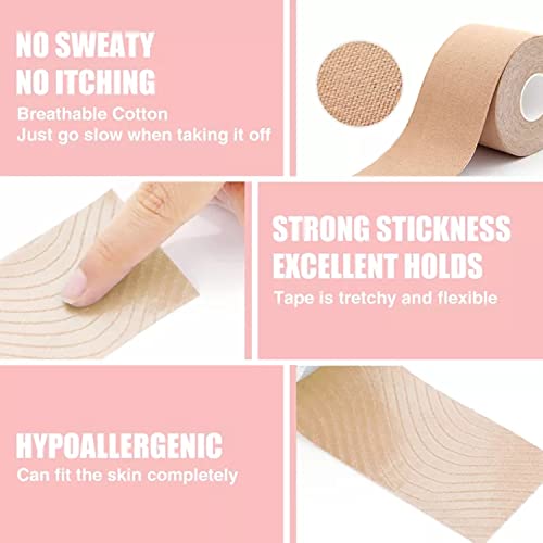 Boob Tape And 10Pcs Backless Nipple Cover Set, Breathable Breast Lift Tape For A Cup To Dd And Plus Size, Athletic Tape & Body Tape Suit For Sporting And Working, 5*5*5Cm #TOP3