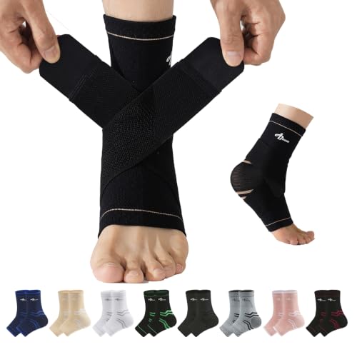 Image of ABIRAM Copper Ankle Brace for Men & Women - Adjustable Compression Sleeve with Support Strap for Daily Stability - Breathable Lightweight Support for All-Day Wear, Walking, Work & Light Activity