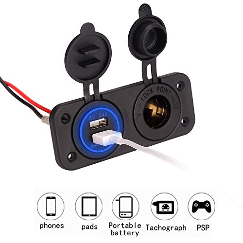 10L0L Golf Cart Cigarette Lighter Outlet & Quick Charge 3.0 Dc 12V Input Waterproof Usb Charger Power Socket Adapter Dual Usb Ports Panel Universal For Ezgo Club Car Yamaha Golf Cart Models #TOP2