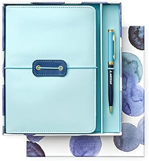 ARTEZA Notebook Gift Set, 15.2 x 20.3 cm, 2 x 70-Sheet Journals, 1 with Double-Sided Lined and 1 with Dotted Paper, Journal Holder, 1 Black Ink Pen