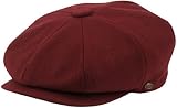EPOCH Men's Classic 8 Panel Wool Blend Newsboy Snap Brim Collection Hat (1595-burgundy, Large)