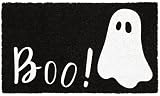 JarThenaAMCS Halloween Natural Coir Doormat Boo Ghost Welcome Floor Mat Non-Slip Entrance Door Rug for Indoor Outdoor Home Bathroom Decor, 16.5 x 29 Inch